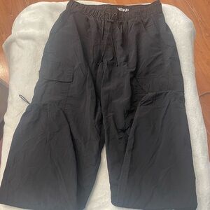 Men's Black Nylon Cargo Joggers